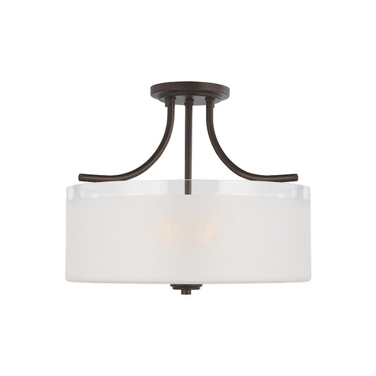 Sea Gull Norwood3 Light Semi-Flush Mount, Burnt Sienna/Clear Satin - 7739803-710