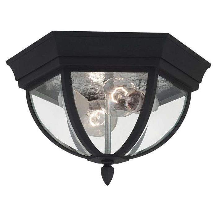Generation Lighting Outdoor Ceiling Fixture, BK, Clear Beveled Glass