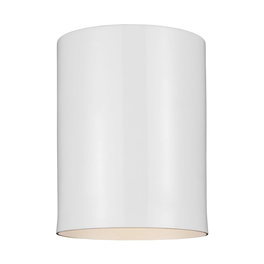 Sea Gull Lighting Cylinders 1 Light Outdoor Flush Mount, White - 7813801-15