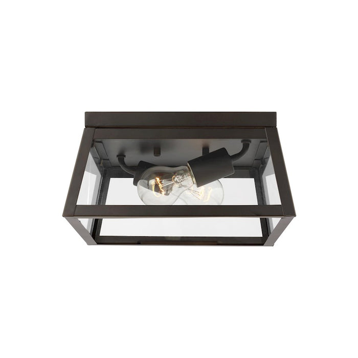 Sea Gull Founders 2 Light Outdoor Flush Mount, Antique Bronze/Clear - 7848402-71