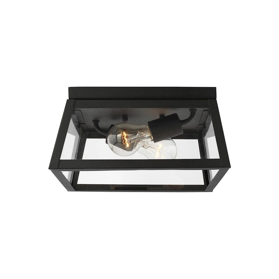 Sea Gull Founders 2 Light Outdoor LED Flush Mount, Black/Clear - 7848402EN3-12