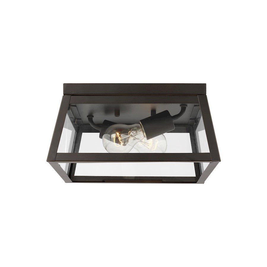 Sea Gull Founders 2 Light Outdoor LED Flush Mount, Bronze/Clear - 7848402EN3-71