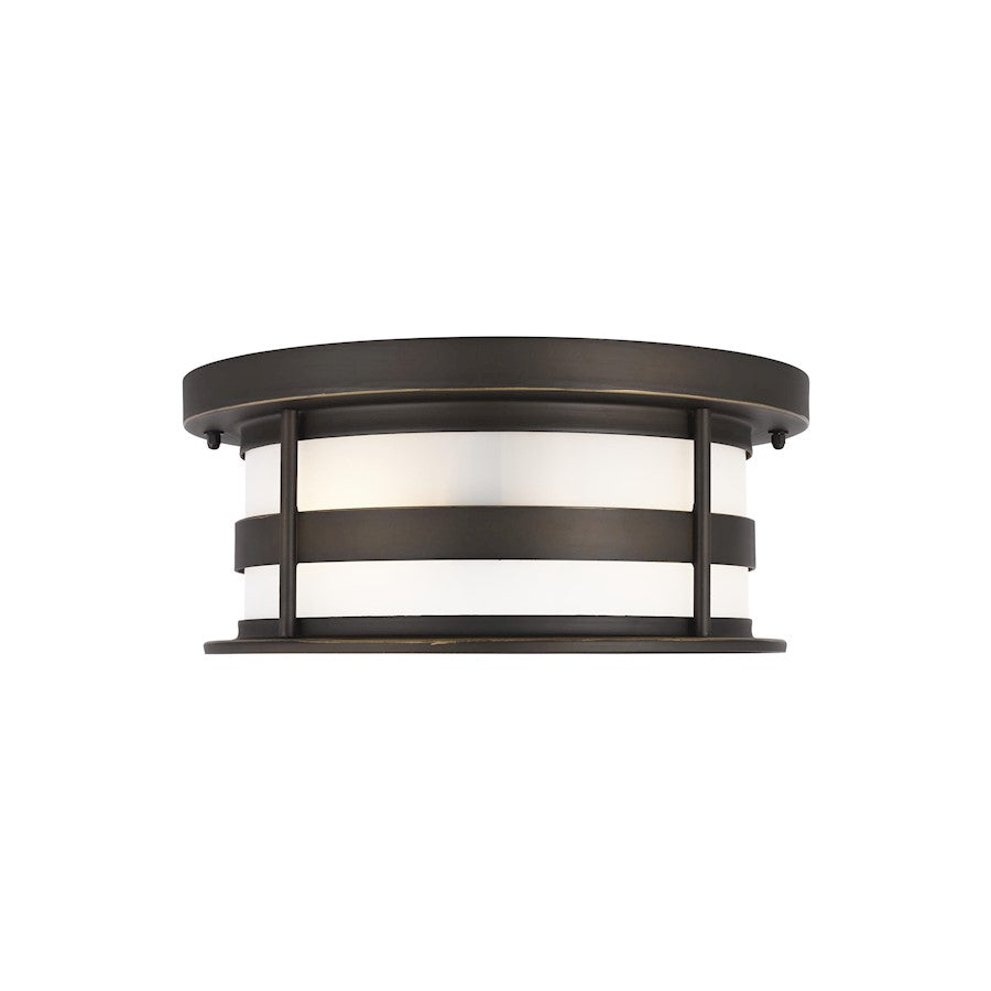 Sea Gull Lighting Wilburn 2 Light Outdoor Flush Mount, Bronze/Satin - 7890902-71