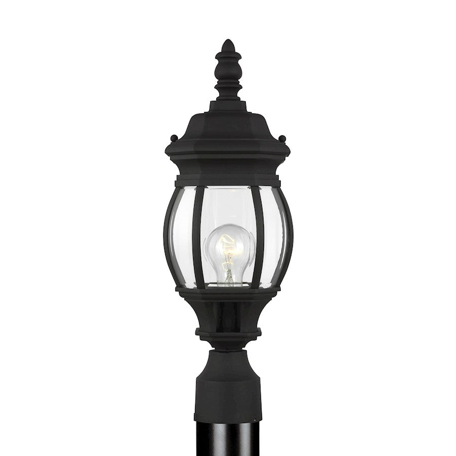 Sea Gull Wynfield Small 1-LT Outdoor Post Lantern, Black/Clear/Clear - 82202-12