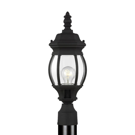 Sea Gull Wynfield Small 1-LT Outdoor Post Lantern, Black/Clear/Clear - 82202-12