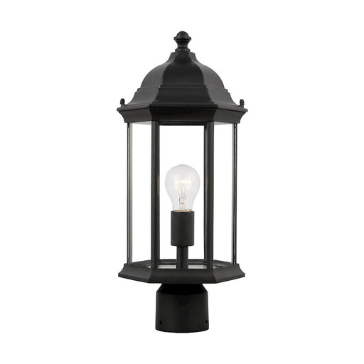 Sea Gull Sevier Medium 1 Light Outdoor Post Lantern, Black/Clear - 8238601-12