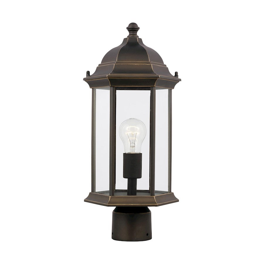 Sea Gull Sevier Medium 1 Light Outdoor Post Lantern, Bronze/Clear - 8238601-71