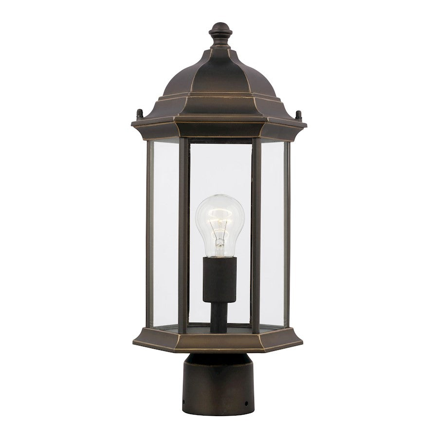 Sea Gull Sevier Medium 1 Light Outdoor Post Lantern, Bronze/Satin - 8238651-71