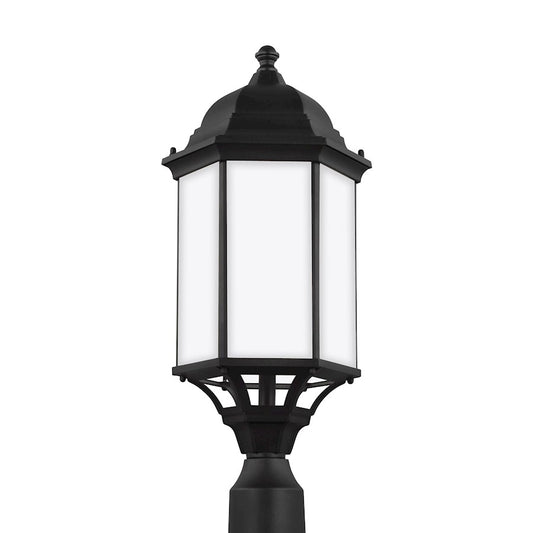 Sea Gull Sevier Large 1 Light Outdoor Post Lantern, Black/Satin - 8238751-12