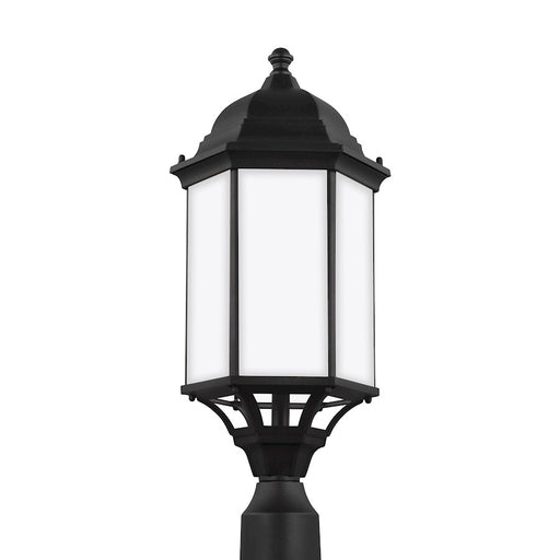 Sea Gull Sevier Large 1 Light Outdoor Post Lantern, Black/Satin - 8238751-12