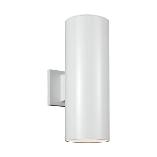 Sea Gull Lighting Cylinders 2 Light Outdoor Wall, White/Tempered - 8313802-15