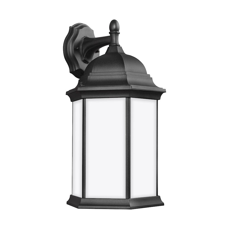 Sea Gull Sevier Large 1 DownLight Outdoor Wall Lantern, Black/Satin - 8438751-12