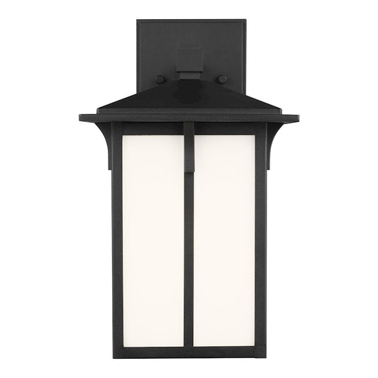 Sea Gull Tomek Small 1 Light Outdoor Wall Lantern, Black/White - 8552701-12