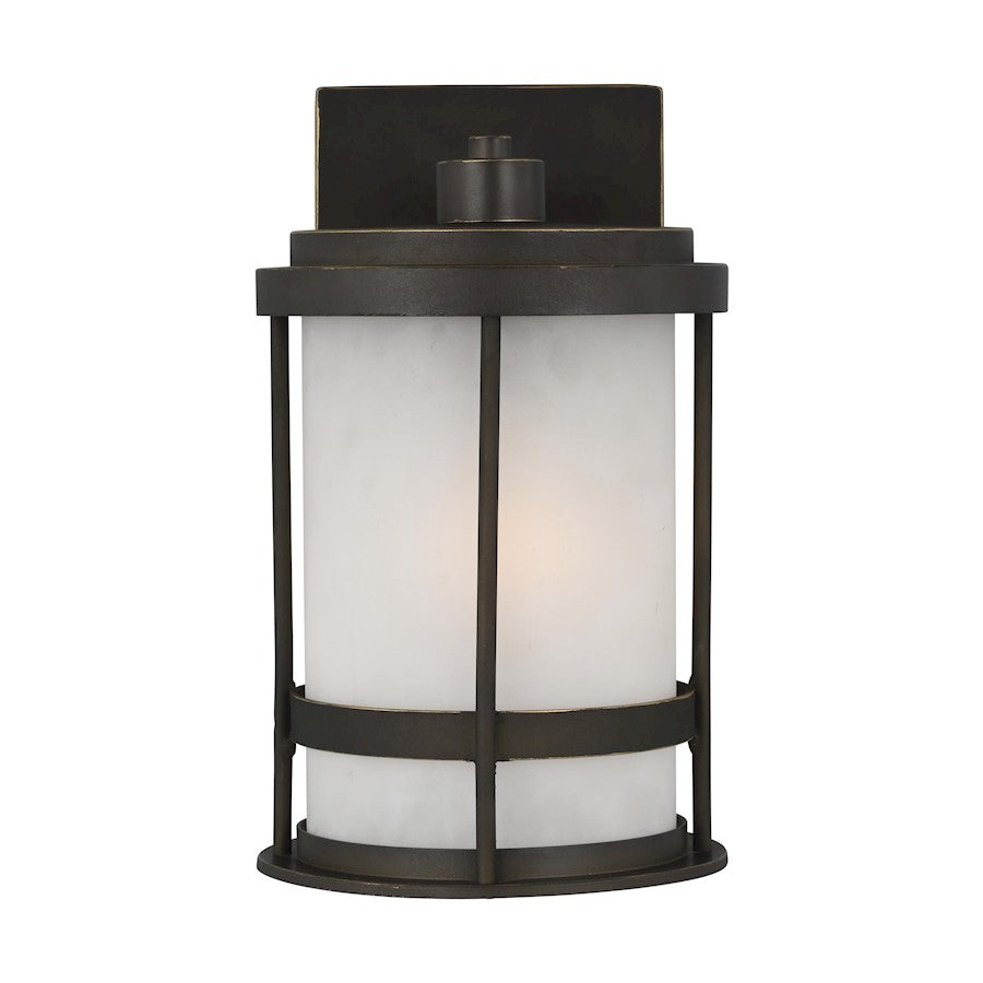 Sea Gull Wilburn Small 1 Light Outdoor Wall Lantern, Bronze/Satin - 8590901-71