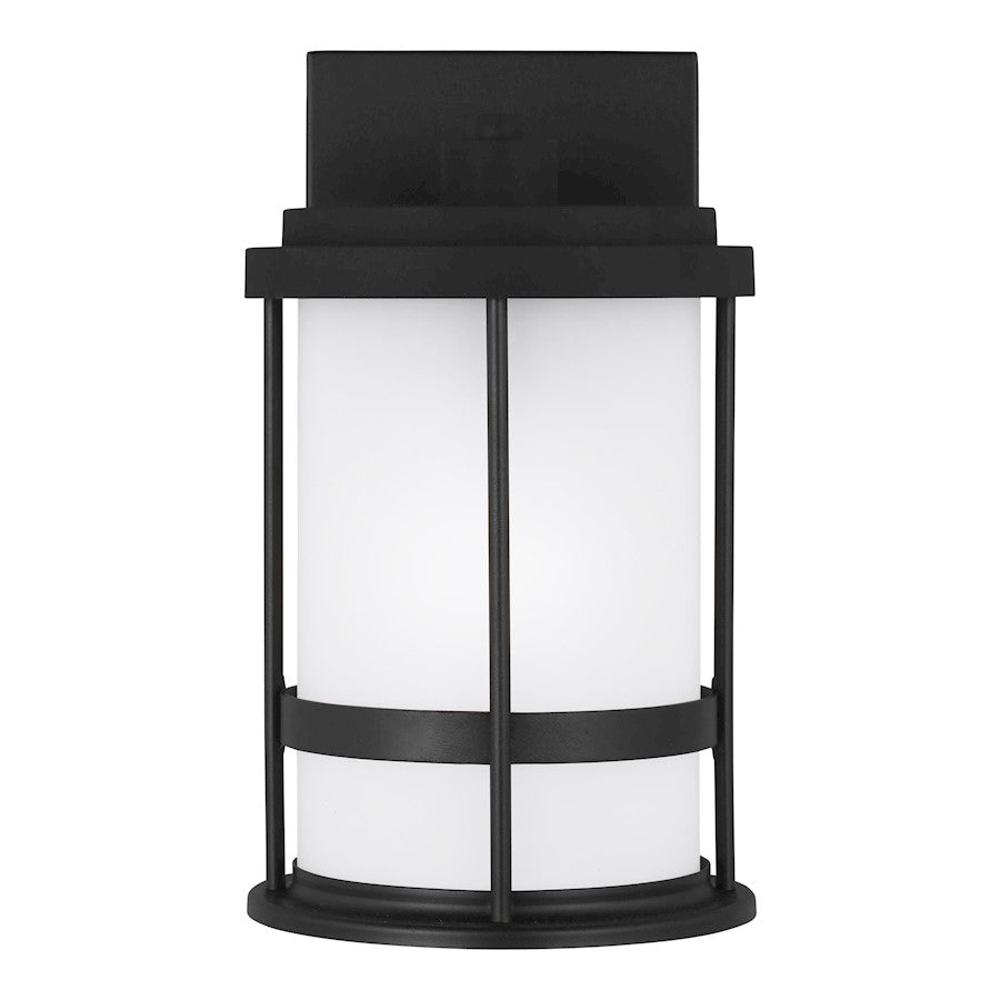 Sea Gull Wilburn Small 1-LT Outdoor Wall, Black/Satin/White - 8590901D-12