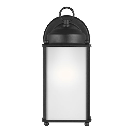 Sea Gull New Castle Large 1 Light Outdoor Wall Lantern, Black/Satin - 8593001-12