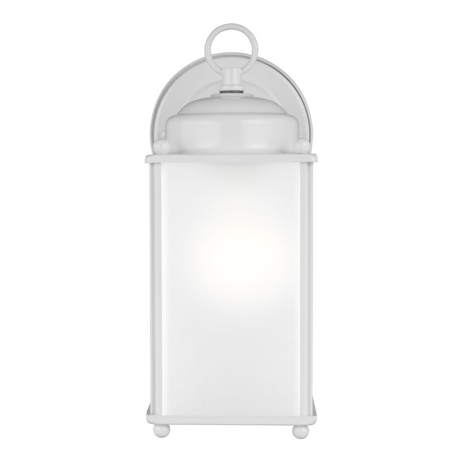 Sea Gull New Castle Large 1 Light Outdoor Wall Lantern, White/Satin - 8593001-15