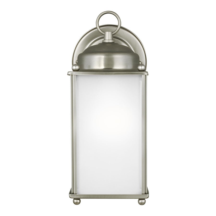 Sea Gull New Castle Large 1-LT Outdoor Wall Lantern, Nickel/Satin - 8593001-965