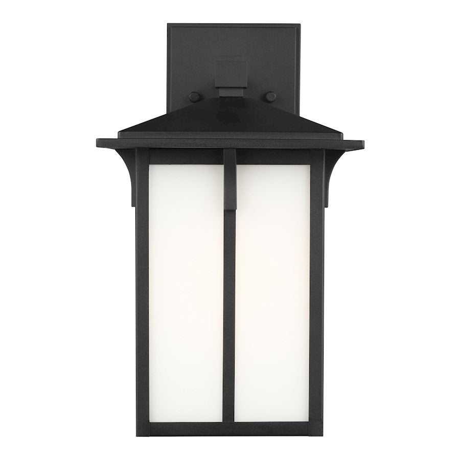 Sea Gull Tomek Medium 1 Light Outdoor Wall Lantern, Black/White - 8652701-12