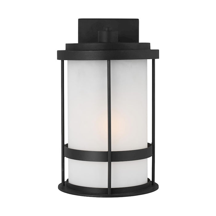 Sea Gull Wilburn Medium 1 Light Outdoor Wall Lantern, Black/Satin - 8690901-12
