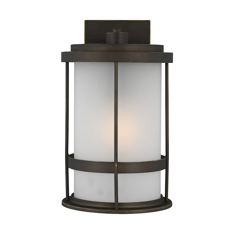 Sea Gull Wilburn Medium 1 Light Outdoor Wall Lantern, Bronze/Satin - 8690901-71