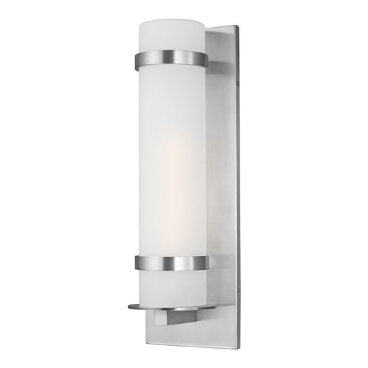 Sea Gull Lighting Alban LG 1-LT Outdoor Wall, Round, Alum/Etch Opal - 8718301-04