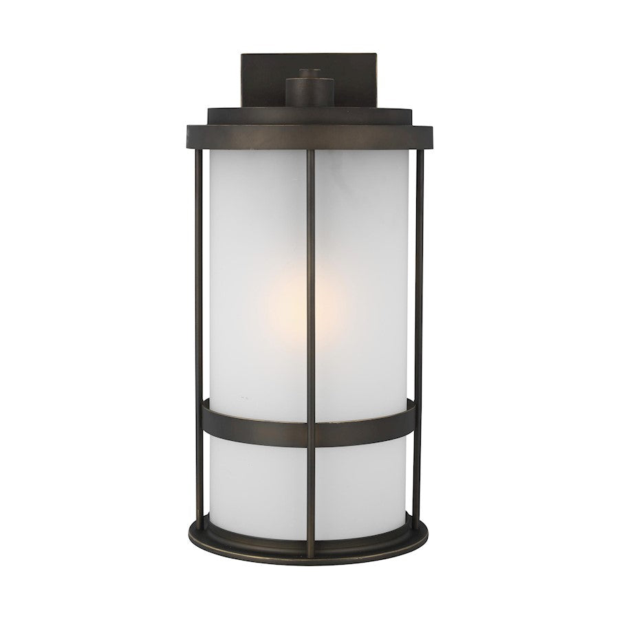 Sea Gull Wilburn Large 1 Light Outdoor Wall Lantern, Bronze/Satin - 8790901-71