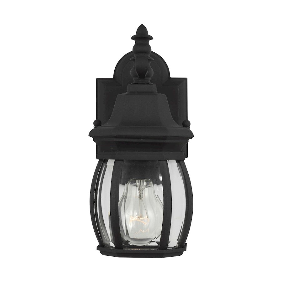 Sea Gull Wynfield Small 1-LT Outdoor Wall Lantern, Black/Clear/Clear - 88203-12