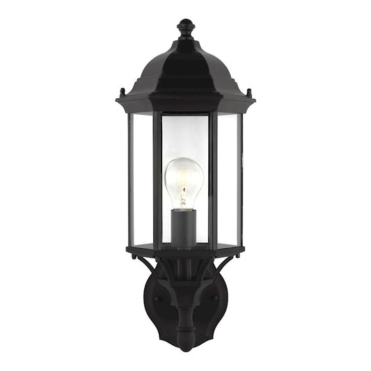 Sea Gull Sevier Medium Up Light Outdoor Wall Lantern, Black/Clear - 8838701-12