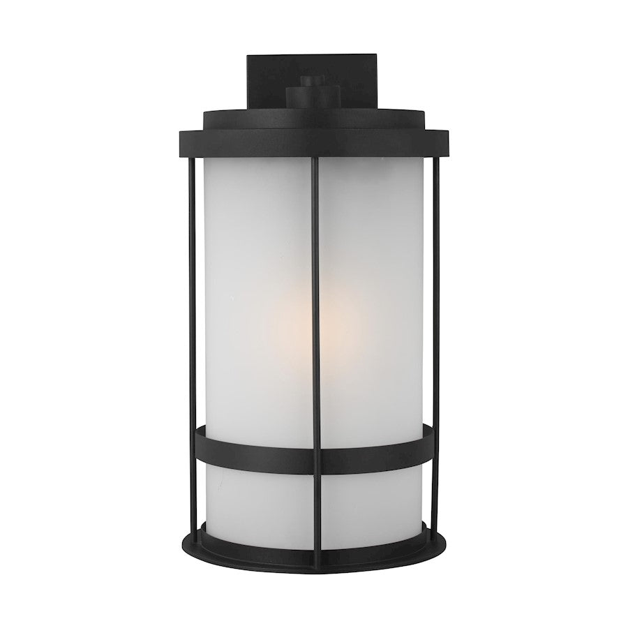 Sea Gull Wilburn XL 1 Light 24" Outdoor Wall Lantern, Black/Satin - 8890901-12