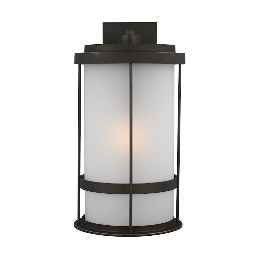 Sea Gull Wilburn XL 1 Light Outdoor Wall Lantern, Bronze/Satin - 8890901-71