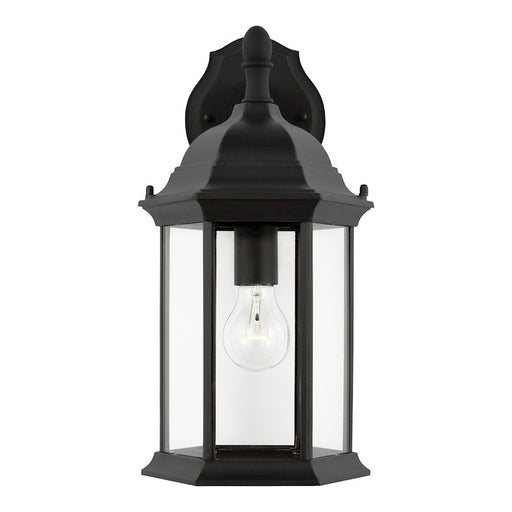 Sea Gull Sevier Med 1 Down Outdoor Wall Lantern, Black/Clear - 8938701-12