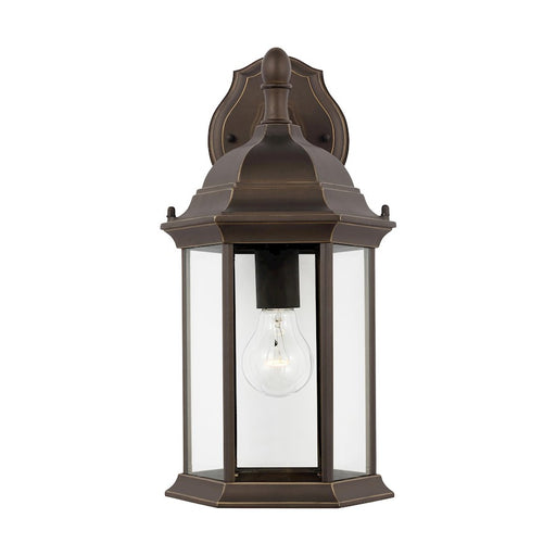 Sea Gull Sevier Med 1 Down Outdoor Wall Lantern, Bronze/Clear - 8938701-71