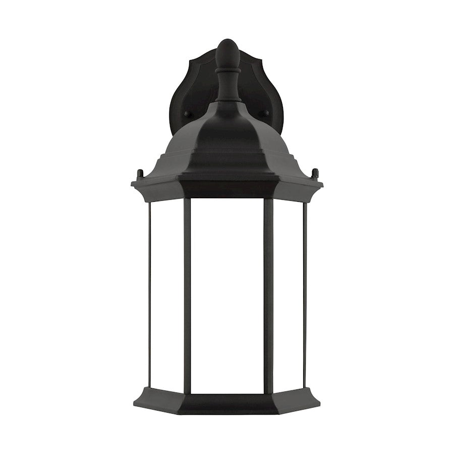 Sea Gull Sevier Med 1 Down Outdoor Wall Lantern, Black/Satin - 8938751-12