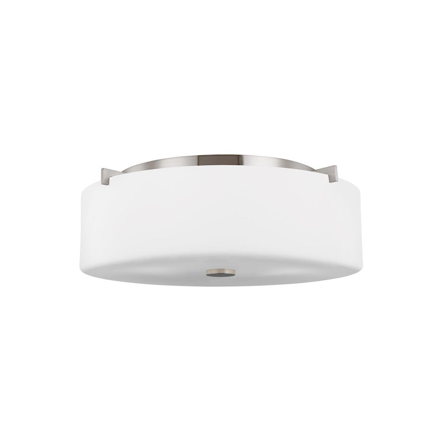 Sea Gull Lighting Sunset Drive Large 3 LT Flush, Steel/White Opal - FM312BS