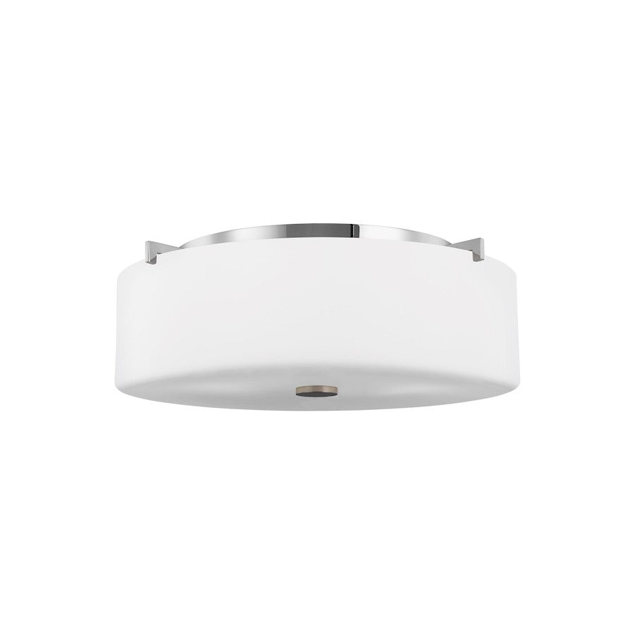 Sea Gull Lighting Sunset Drive Large 3 LT Flush, Chrome/White Opal - FM312CH