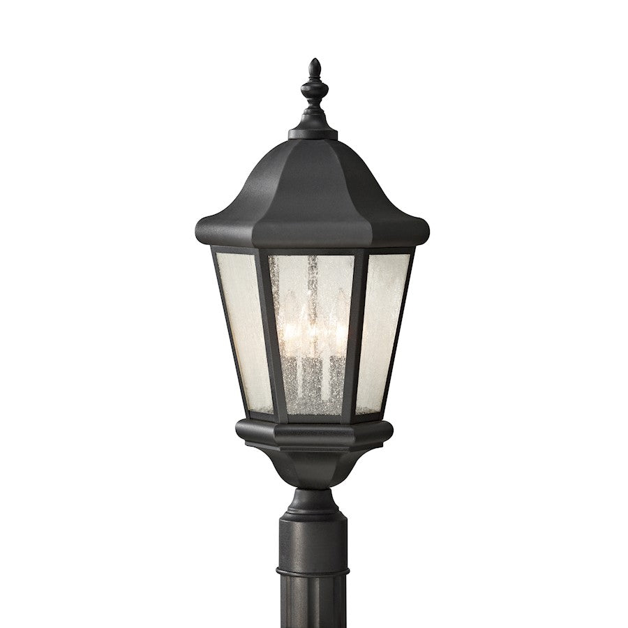 Sea Gull Lighting Martinsville 3-LT Outdoor Post Lantern, Black/Seed - OL5907BK