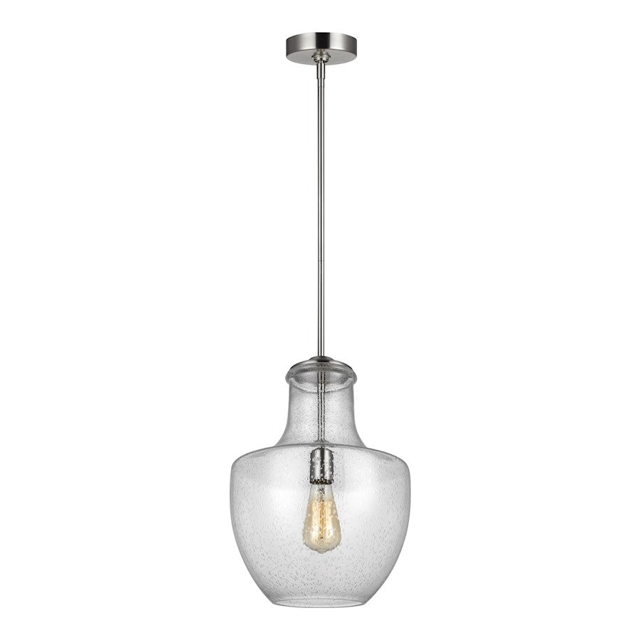 Sea Gull Lighting Baylor 1 Light Pendant, Satin Nickel/Clear Seeded - P1461SN