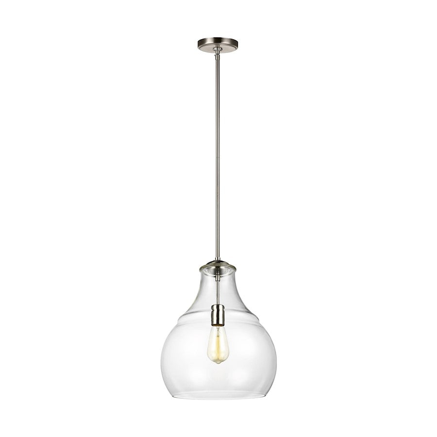 Sea Gull Lighting Zola 1 Light Pendant, Satin Nickel/Clear - P1483SN