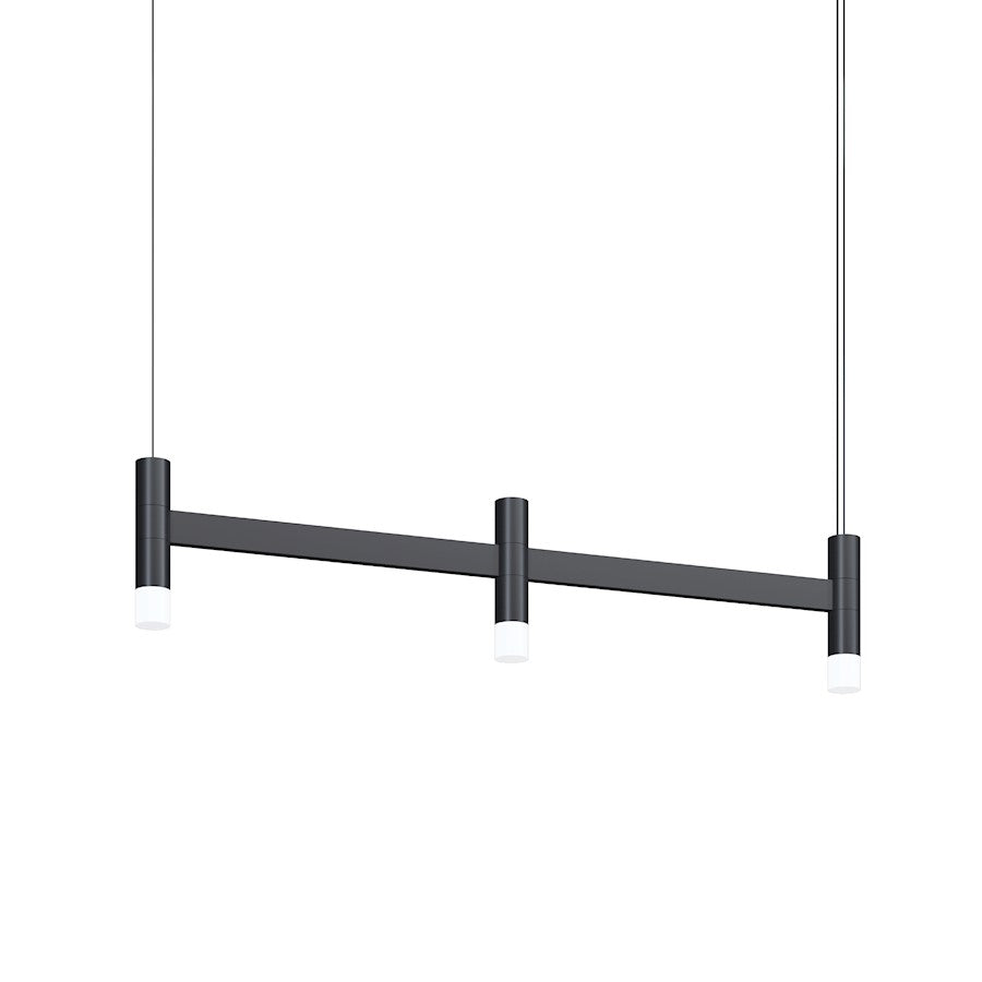 Sonneman Systema Staccato 3 Light Linear Pendant, Satin Black/Frosted - 1783-25