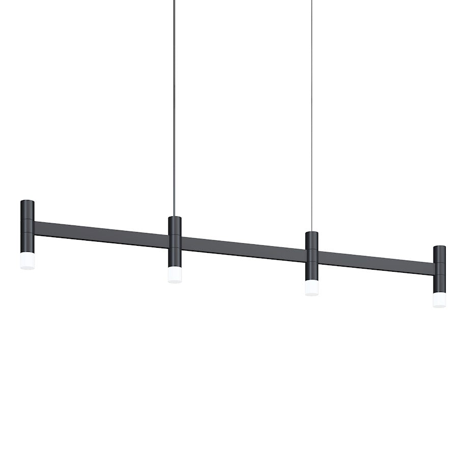 Sonneman Systema Staccato 4 Light Linear Pendant, Satin Black/Frosted - 1784-25