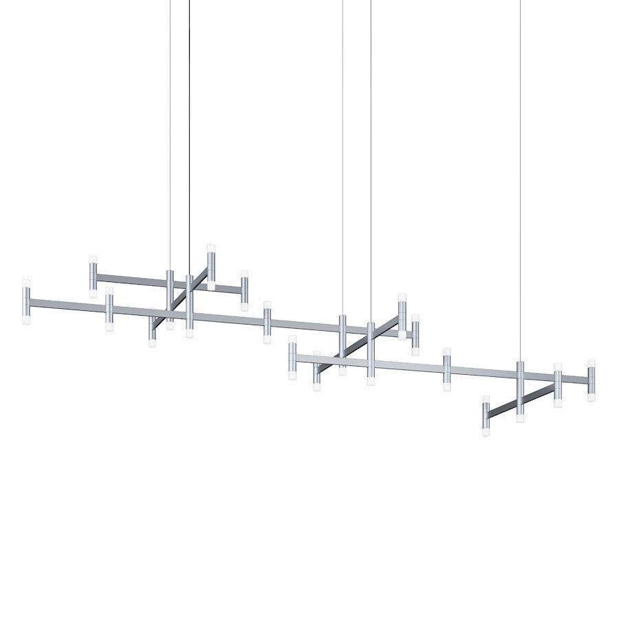 Sonneman Systema Staccato Offset Long Pendant, Satin Aluminum/Frosted - 1789-16