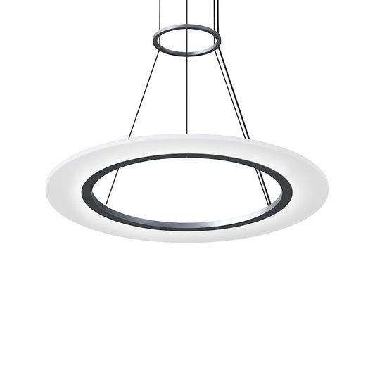 Sonneman Arctic Rings 1 Light 24" Pendant, Satin Aluminum/Frosted - 2071-16