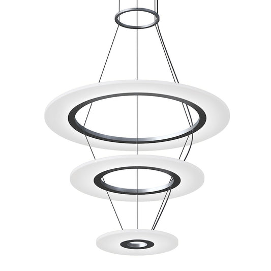 Sonneman Arctic Rings SM 1 Light Chandelier, Bright Aluminum/Frosted - 2075-16