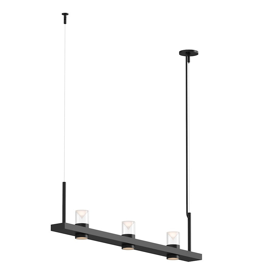 Sonneman Intervals 4' Linear LED Pendant, Satin Black/Clear - 20QKL04B