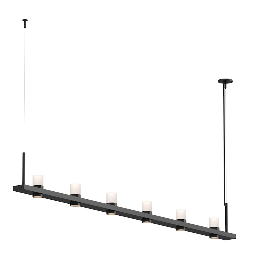 Sonneman Intervals 8' Linear LED Pendant, Satin Black/Etched - 20QKL08C