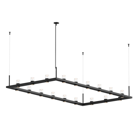 Sonneman Intervals 4' x 8' Rectangle LED Pendant, Satin Black/Clear - 20QKR48B