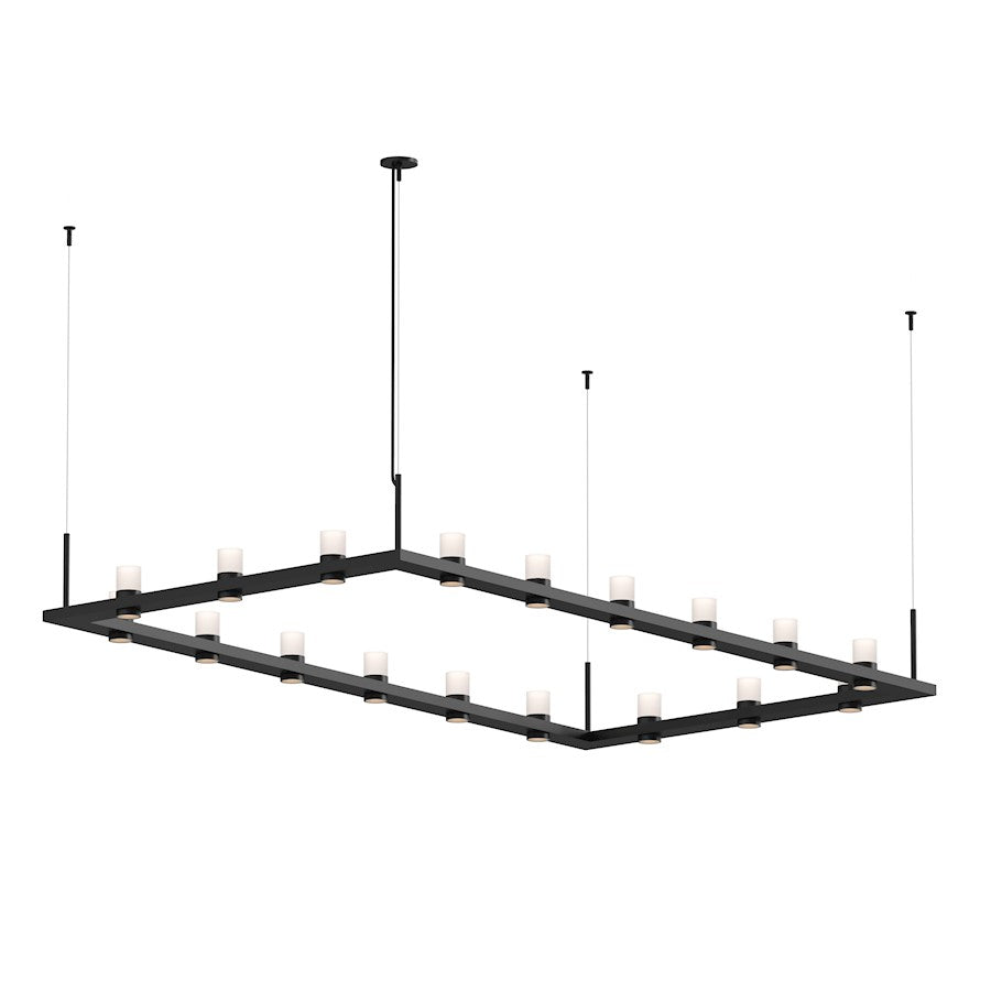 Sonneman Intervals 4' x 8' Rectangle LED Pendant, Satin Black/Etched - 20QKR48C