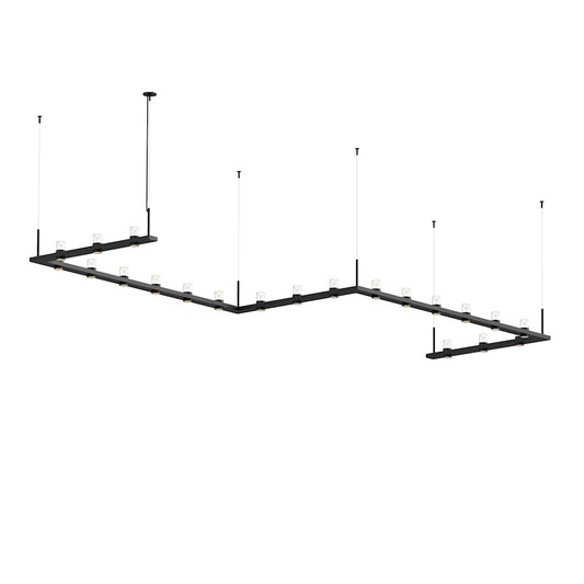 Sonneman Intervals 4' x 16' Zig-Zag LED Pendant, Satin Black/Clear - 20QKZ46B