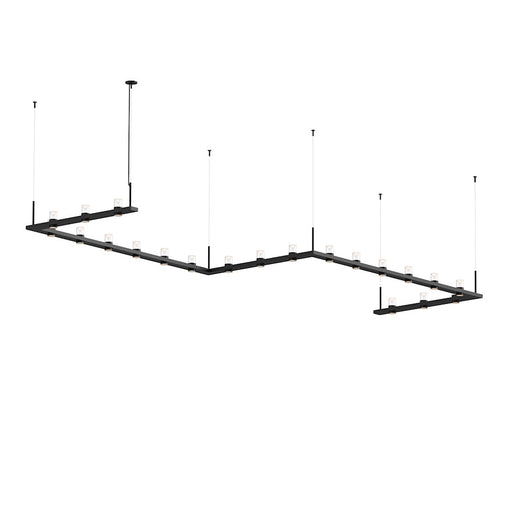 Sonneman Intervals 4' x 16' Zig-Zag LED Pendant, Satin Black/Clear - 20QKZ46B